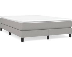 vidaXL - Boxspring - met - matras - stof - lichtgrijs - 160x200 - cm