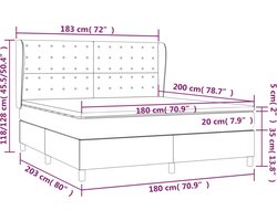 vidaXL - Boxspring - met - matras - stof - lichtgrijs - 180x200 - cm