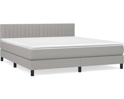 vidaXL - Boxspring - met - matras - stof - lichtgrijs - 180x200 - cm