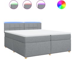 vidaXL - Boxspring - met - matras - stof - lichtgrijs - 200x200 - cm