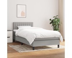 vidaXL - Boxspring - met - matras - stof - lichtgrijs - 80x200 - cm