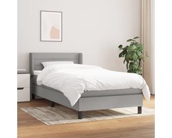 vidaXL - Boxspring - met - matras - stof - lichtgrijs - 90x200 - cm