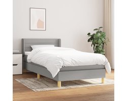 vidaXL - Boxspring - met - matras - stof - lichtgrijs - 90x200 - cm