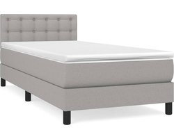 vidaXL - Boxspring - met - matras - stof - lichtgrijs - 90x200 - cm