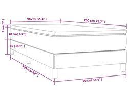 vidaXL - Boxspring - met - matras - stof - lichtgrijs - 90x200 - cm