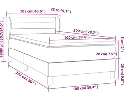 vidaXL - Boxspring - met - matras - stof - taupe - 100x200 - cm