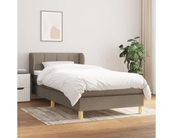 vidaXL - Boxspring - met - matras - stof - taupe - 100x200 - cm