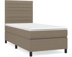 vidaXL - Boxspring - met - matras - stof - taupe - 100x200 - cm