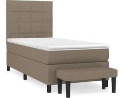 vidaXL - Boxspring - met - matras - stof - taupe - 100x200 - cm