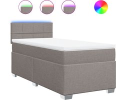 vidaXL - Boxspring - met - matras - stof - taupe - 100x200 - cm