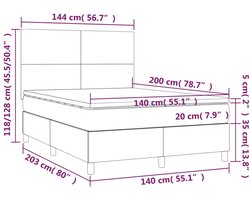 vidaXL - Boxspring - met - matras - stof - taupe - 140x200 - cm