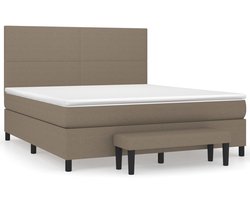 vidaXL - Boxspring - met - matras - stof - taupe - 160x200 - cm