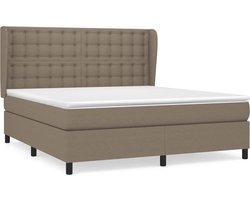 vidaXL - Boxspring - met - matras - stof - taupe - 160x200 - cm