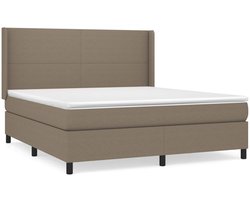 vidaXL - Boxspring - met - matras - stof - taupe - 180x200 - cm