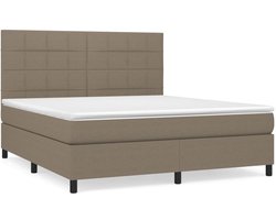 vidaXL - Boxspring - met - matras - stof - taupe - 180x200 - cm