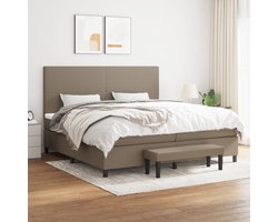 vidaXL Boxspring met matras stof taupe 200x200 cm - Boxspring - Boxsprings - Pocketveringbed - Bed