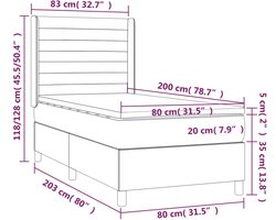 vidaXL - Boxspring - met - matras - stof - taupe - 80x200 - cm