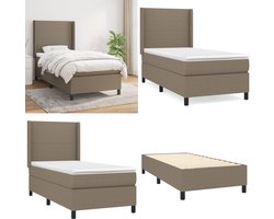 vidaXL - Boxspring - met - matras - stof - taupe - 90x200 - cm