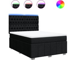 vidaXL - Boxspring - met - matras - stof - zwart - 160x200 - cm