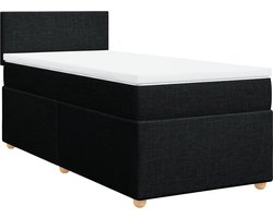vidaXL - Boxspring - met - matras - stof - zwart - Single