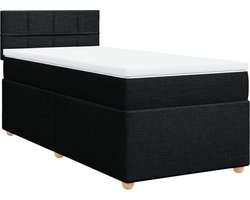 vidaXL - Boxspring - met - matras - stof - zwart - Single - (alleen - AU)