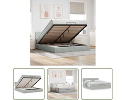 vidaXL Boxspring - Ottoman Bed - Ottoman bed met matras 200x200 cm fluweel lichtgrijs - Tweepersoonsbed - Slaapcomfort - Opbergruimte