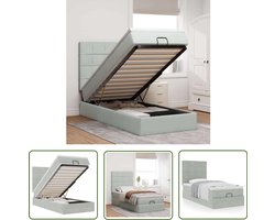 vidaXL Boxspring - Ottoman Bed - Ottoman bed met matrassen 90x190cm fluweel lichtgrijs - Slaapbank - Opslagbed - Tweepersoonsbed