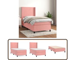 vidaXL Boxspring Roze met Matras en Topmatras Boxspringbed - Fluweel Bed - Pocketveer Matras - Middelhard Matras - Rooskleurig Bed