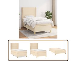 vidaXL Boxspring - Stof - crème - 100x200 cm Boxspringbed - Luna - Boxspring - Bed - Slaapkamerinrichting