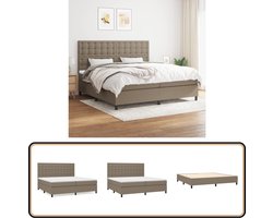vidaXL Boxspring - Stof Taupe - 200x200 cm - Inclusief Matras Boxspringbed - Pocketvering - Verstelbare Hoofdbord - Duurzaam - Hulp Bij Slapen