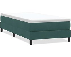 vidaXL - Boxspring - zonder - matras - fluweel - donkergroen - 90x210 - cm