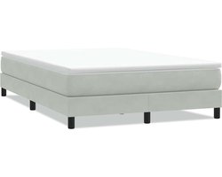 vidaXL - Boxspring - zonder - matras - fluweel - lichtgrijs - 140x220 - cm