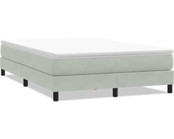 vidaXL - Boxspring - zonder - matras - fluweel - lichtgrijs - 160x210 - cm