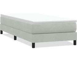 vidaXL - Boxspring - zonder - matras - fluweel - lichtgrijs - 80x220 - cm