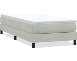 vidaXL - Boxspring - zonder - matras - fluweel - lichtgrijs - 90x210 - cm