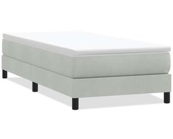 vidaXL - Boxspring - zonder - matras - fluweel - lichtgrijs - 90x220 - cm