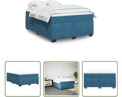 vidaXL Boxspringbed - Boxspring - Boxspring met matras fluweel donkerblauw 160x200 cm - Fluweel - Donkere Kleur - Tweepersoonsbed