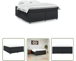 vidaXL Boxspringbed - Boxspring - Boxspring met matras kunstleer zwart 180x200 cm - Kunstleder Bed - Leder Look Bed - Tweepersoons Bed