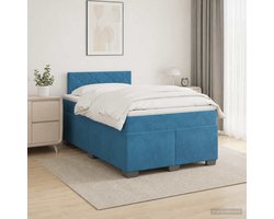 vidaXL - Boxspringbed - met - matras - Donkerblauw - 120 - x - 200 - cm - Fluweel