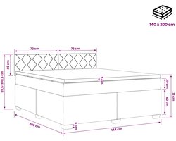 vidaXL - Boxspringbed - met - matras - Donkerblauw - 140 - x - 200 - cm - Fluweel