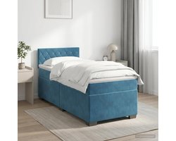 vidaXL - Boxspringbed - met - matras - Donkerblauw - 80 - x - 200 - cm - Fluweel