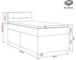 vidaXL - Boxspringbed - met - matras - Donkergrijs - 90 - x - 190 - cm - Stof