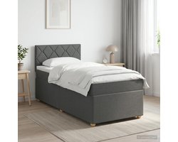 vidaXL - Boxspringbed - met - matras - Donkergrijs - 90 - x - 190 - cm - Stof