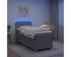 vidaXL - Boxspringbed - met - matras - Lichtgrijs - 90 - x - 200 - cm - Stof