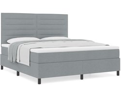vidaXL - Boxspringbed - met - Matras - Lichtgrijs - Super - Kingsize - Stof