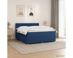vidaXL - Boxspringbed - met - matras - met - hoofdeinde - Blauw - 160 - x - 200 - cm - Stof