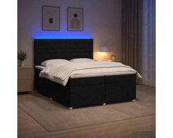 vidaXL - Boxspringbed - met - matras - met - hoofdeinde - Zwart - 200 - x - 200 - cm - Stof