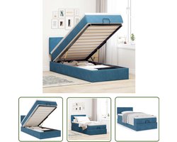 vidaXL Boxspringbed - Ottoman Bed - Ottoman bed met matras 100x200 cm fluweel donkerblauw - Tweepersoonsbed - Slaapcomfort - Opbergruimte