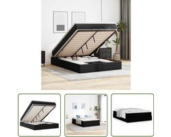 vidaXL Boxspringbed - Ottoman Bed - Ottoman bed met matras 140x200cm kunstleer zwart - Tweepersoonsbed - Kunstleder Bed - Opbergbed