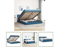 vidaXL Boxspringbed - Ottoman Bed - Ottoman bed met matras 160x200cm fluweel donkerblauw - Tweepersoonsbed - Slaapkamer Decoratie - Opslagonder Het Bed
